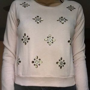 Pink Jeweled Crewneck